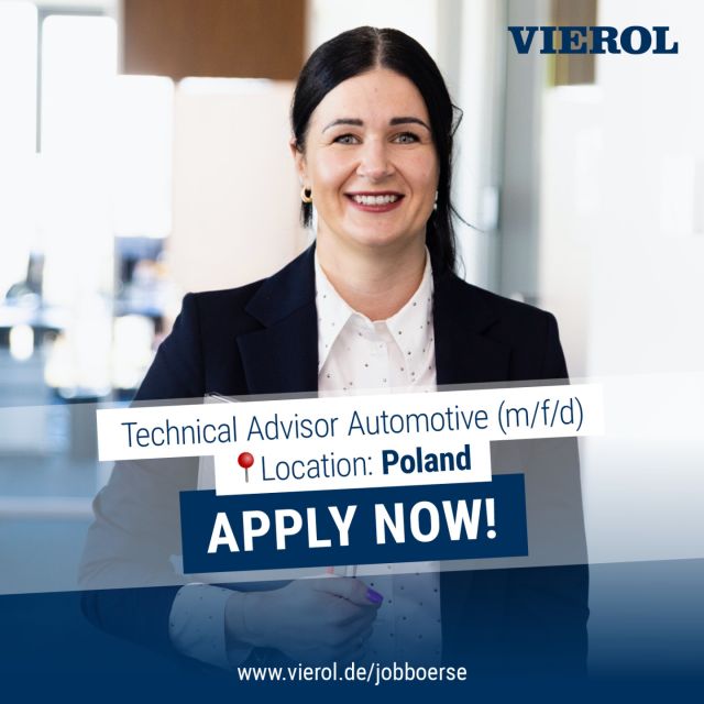 Become a part of VIEROL and work hand in hand with the best in the industry to ensure mobility worldwide!
Our dedicated and positive team offers an exciting challenge as
➡️ Technical Advisor - Technical Advisor Automotive (m/f/d)
📍 Location: Poland

We have a lot to offer:
✅ Job stability and a permanent position at VIEROL Polska with a stable position on the market
✅ Participation in an open and well-coordinated team that supports each other and introduces you to your new position with expertise
✅ Equipment and technology required to fulfil your role
✅ Permanent employment contract with attractive financial conditions
✅ As a further incentive and to ensure your mobility, we will provide you with a company car.

Your tasks:
✅ Technical support for distributors and business customers
✅ Carrying out technical training courses and expanding specialist knowledge
✅ Creation of product and technical presentations
✅ Supporting the sales team with technical questions at trade fairs and customer visits
✅ Promotion, information and sales of the VIEROL automotive spare parts range

Full job description: https://www.vierol.de/jobs/technical-advisor-technischer-berater-kfz-m-w-d/

*VIEROL stands for diversity and openness! We look forward to receiving your application - regardless of gender, age, origin and other personal characteristics.
 
#stellenangebot #job #jobsuche #stellenanzeige #jobs #jobangebot #karriere #bewerbung #jobsearch #wirsuchendich #vollzeit #beruf #team #work #oldenburg #automotive #hiring #recruitment #career #jobseekers